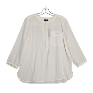 JM Collection Long Sleeve Top Eggshell PL